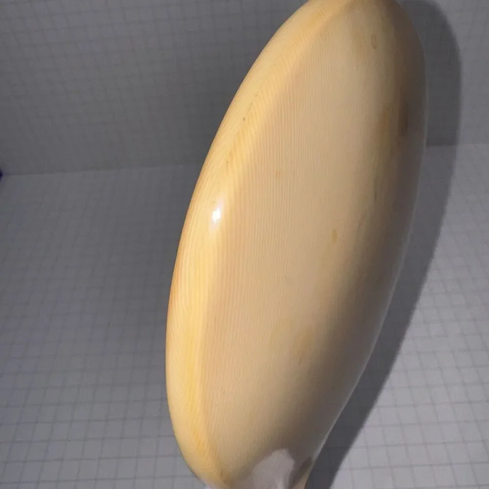 Vintage Art Deco Beveled Oval Celluloid Hand Mirror 9.5” approx Ivory Yellow
